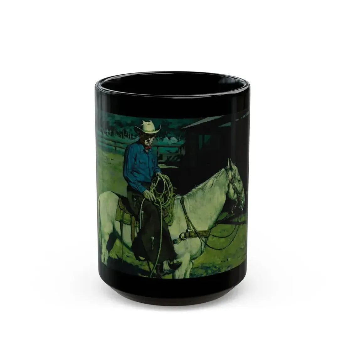 Cowboy, Magazine Illustration, c.1950 - Black Coffee Mug 15oz - Go Mug Yourself