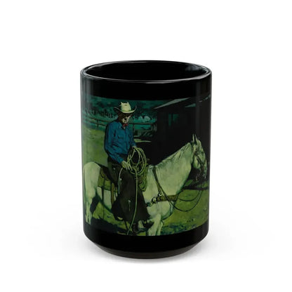 Cowboy, Magazine Illustration, c.1950 - Black Coffee Mug 15oz - Go Mug Yourself