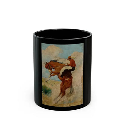 Cowboy on Bucking Bronco, probable western pulp cover - Black Coffee Mug 11oz - Go Mug Yourself