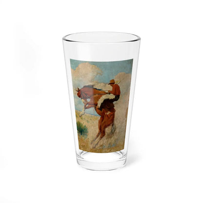 Cowboy on Bucking Bronco, probable western pulp cover - Pint Glass 16oz-16oz-Go Mug Yourself