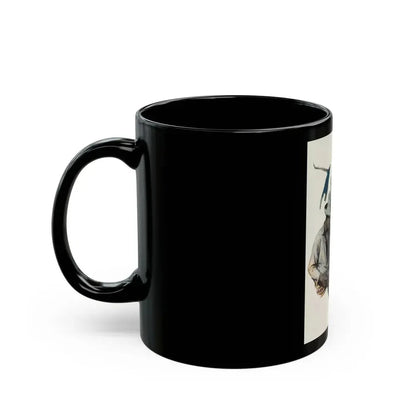 Cowboy Unlocking Door - Black Coffee Mug - Go Mug Yourself