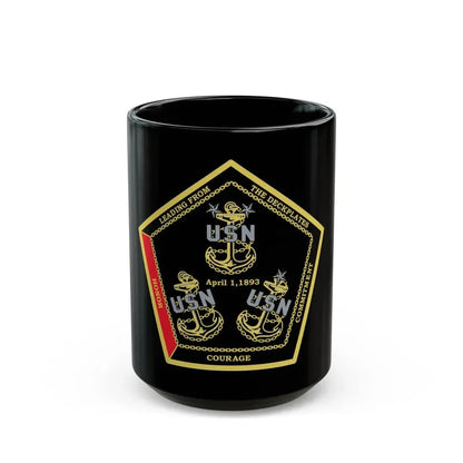 CPO Coin Octagon with 3 chiefs anchors (U.S. Navy) Black Coffee Mug 15oz - Go Mug Yourself