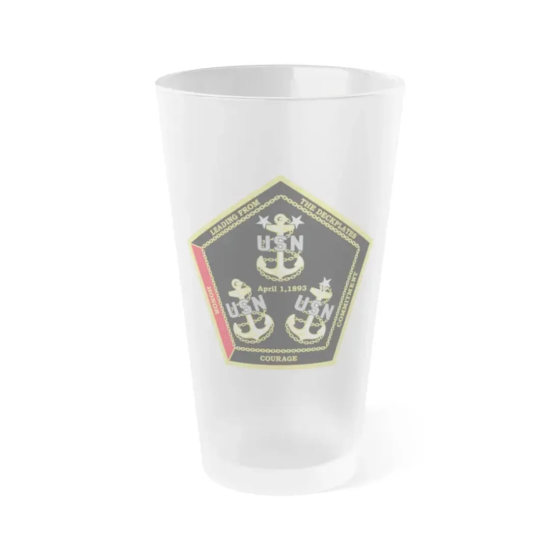 CPO Coin Octagon with 3 chiefs anchors (U.S. Navy) Frosted Pint Glass 16oz Default Title - Go Mug Yourself