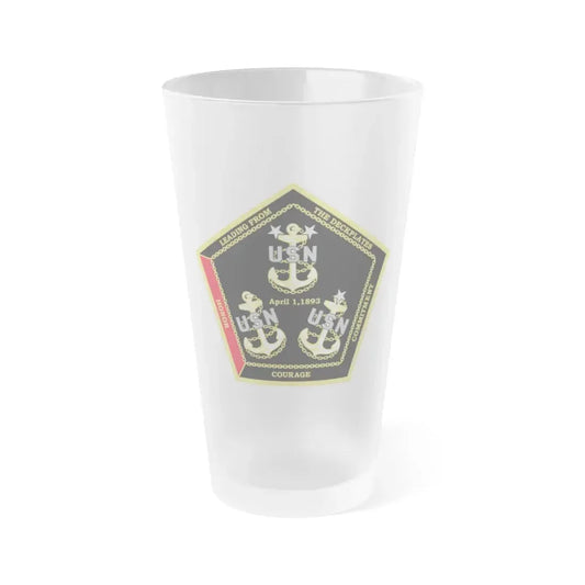 CPO Coin Octagon with 3 chiefs anchors (U.S. Navy) Frosted Pint Glass 16oz Default Title - Go Mug Yourself