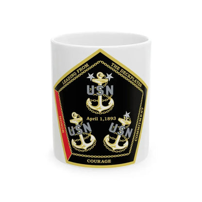 CPO Coin Octagon with 3 chiefs anchors (U.S. Navy) White Coffee Mug 11oz - Go Mug Yourself