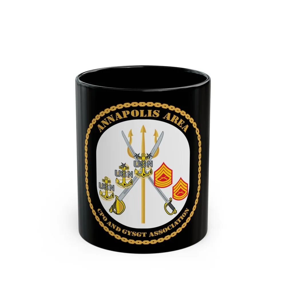 CPO & GySgt Assoc Annapolis Area (U.S. Navy) Black Coffee Mug-11oz-Go Mug Yourself