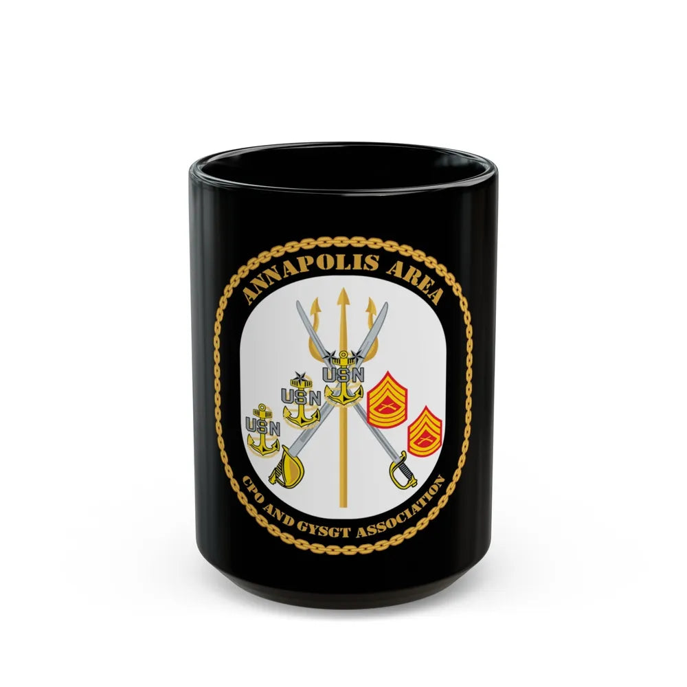 CPO & GySgt Assoc Annapolis Area (U.S. Navy) Black Coffee Mug-15oz-Go Mug Yourself