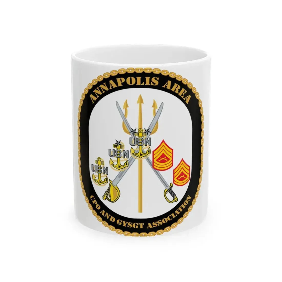 CPO & GySgt Assoc Annapolis Area (U.S. Navy) White Coffee Mug 11oz - Go Mug Yourself