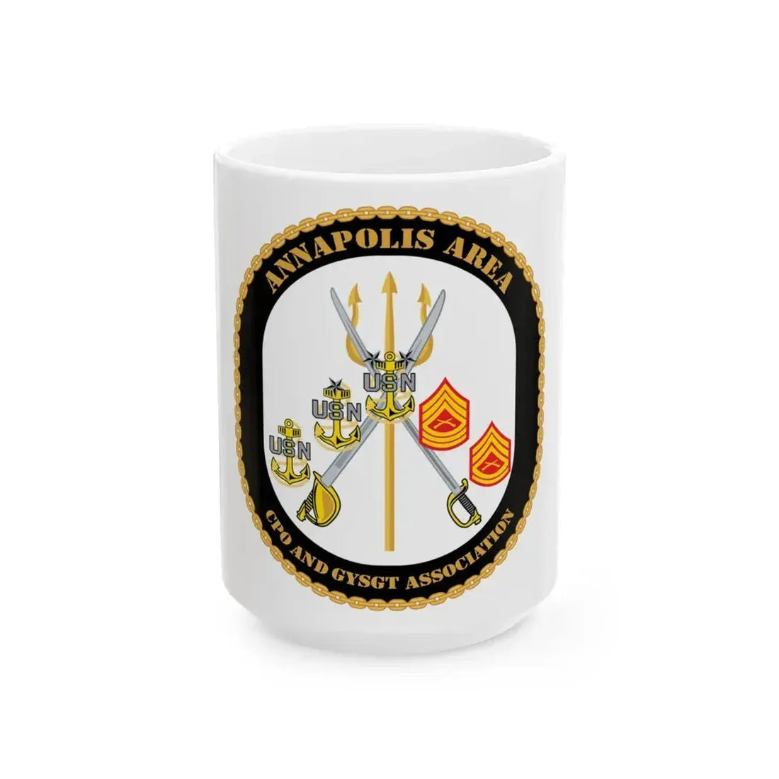 CPO & GySgt Assoc Annapolis Area (U.S. Navy) White Coffee Mug 15oz - Go Mug Yourself