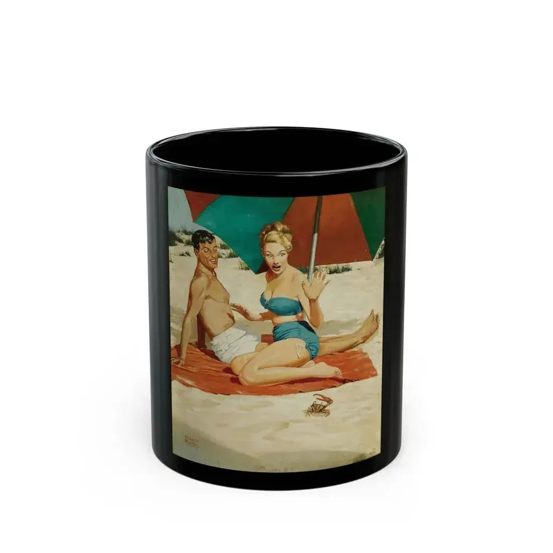Crab Attack, the I-Pinch, circa 1950s-1960s - Black Coffee Mug 11oz - Go Mug Yourself