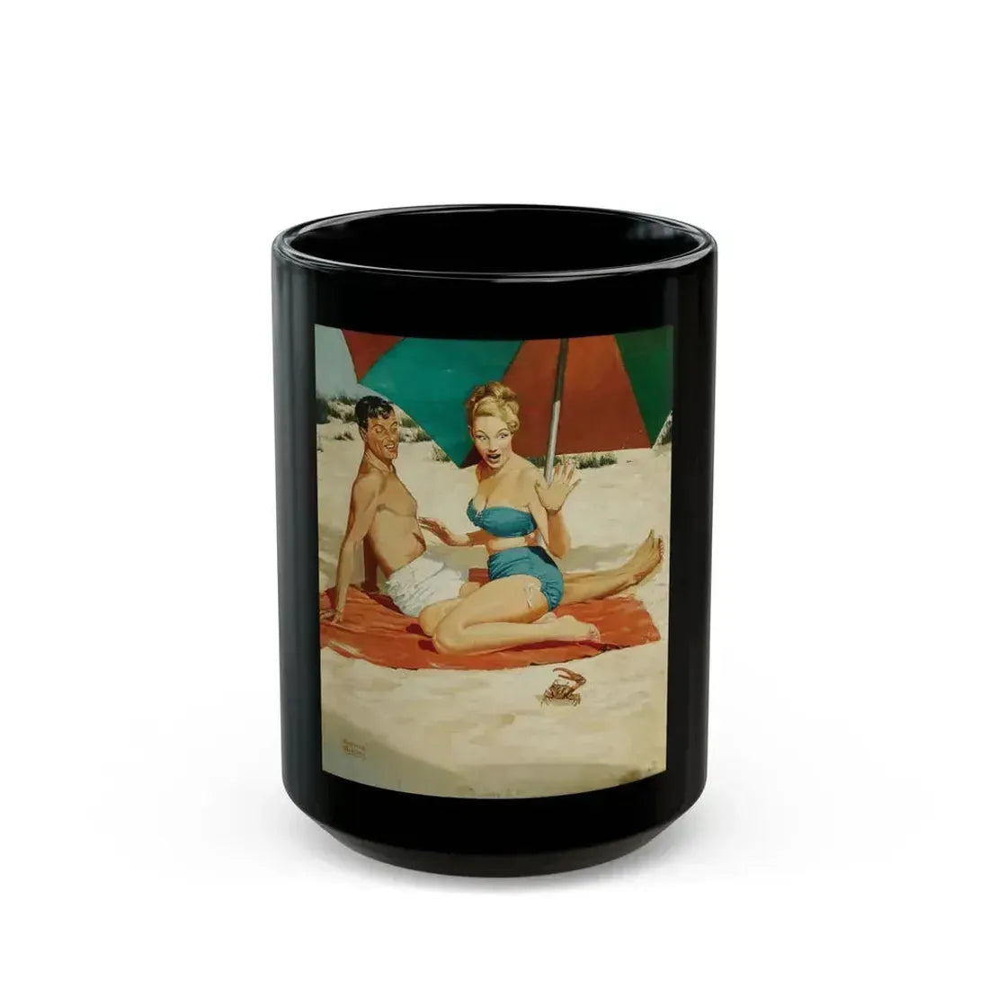 Crab Attack, the I-Pinch, circa 1950s-1960s - Black Coffee Mug 15oz - Go Mug Yourself