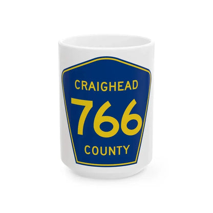 Craighead County Route 766 AR (Arkansas) (Road Sign) White Coffee Mug 15oz - Go Mug Yourself