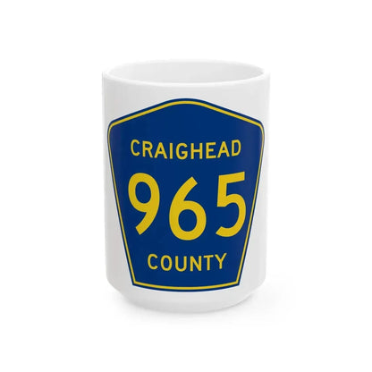 Craighead County Route 965 AR (Arkansas) (Road Sign) White Coffee Mug 15oz - Go Mug Yourself