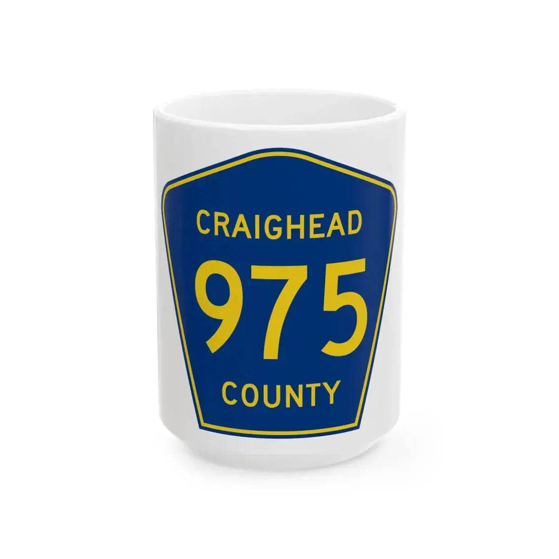 Craighead County Route 975 AR (Arkansas) (Road Sign) White Coffee Mug 15oz - Go Mug Yourself