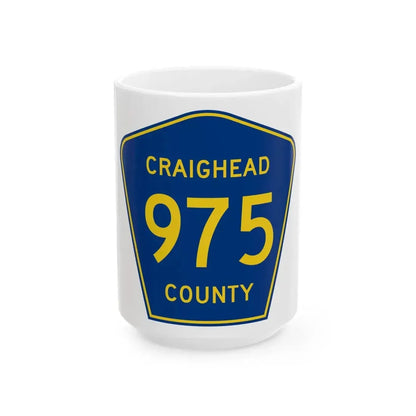 Craighead County Route 975 AR (Arkansas) (Road Sign) White Coffee Mug 15oz - Go Mug Yourself