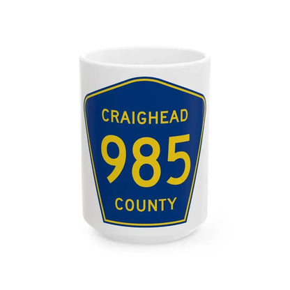 Craighead County Route 985 AR (Arkansas) (Road Sign) White Coffee Mug 15oz - Go Mug Yourself
