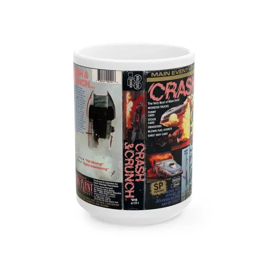 CRASH AND CRUNCH (VHS COVER) - White Coffee Mug 15oz - Go Mug Yourself