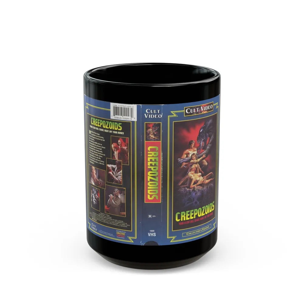 CREEPOZOIDS CULT VIDEO (VHS COVER) - Black Coffee Mug-15oz-Go Mug Yourself