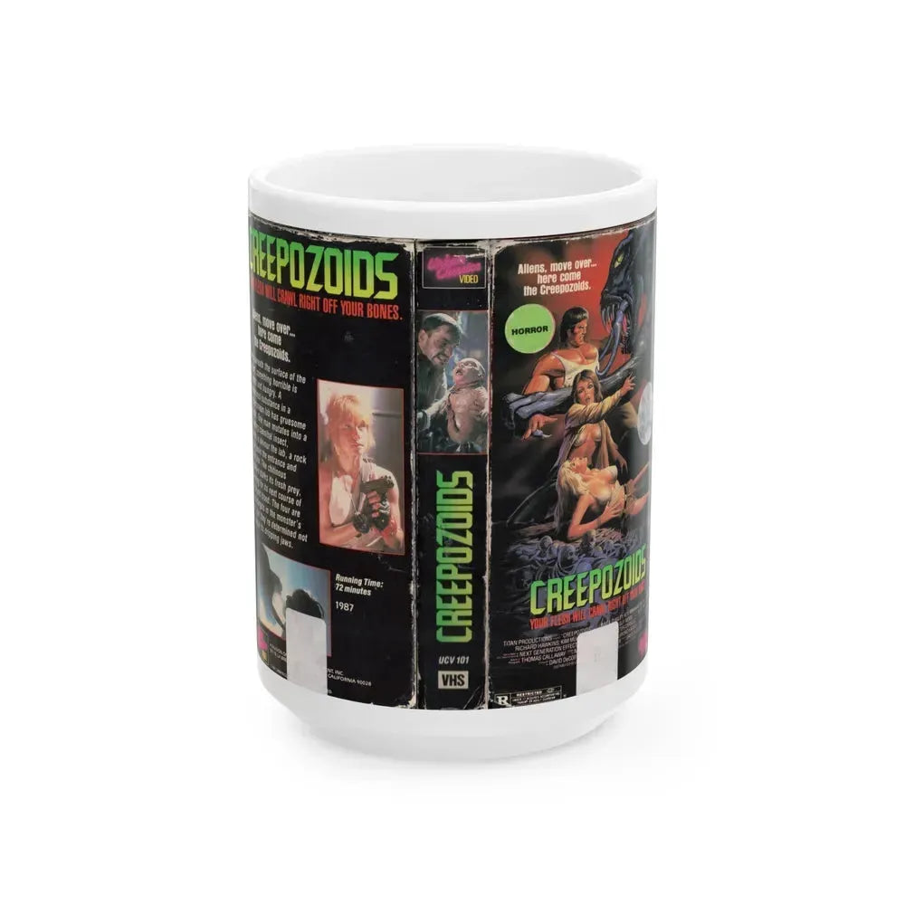 CREEPOZOIDS (VHS COVER) - White Coffee Mug 15oz - Go Mug Yourself