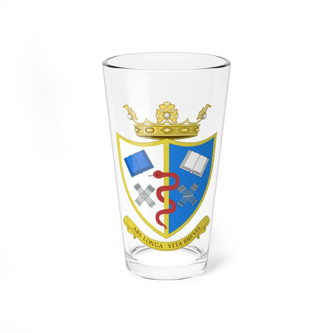 Crest of Sheffield Medical School (United Kingdom) (Coat of Arms) Pint Glass 16oz 16oz - Go Mug Yourself