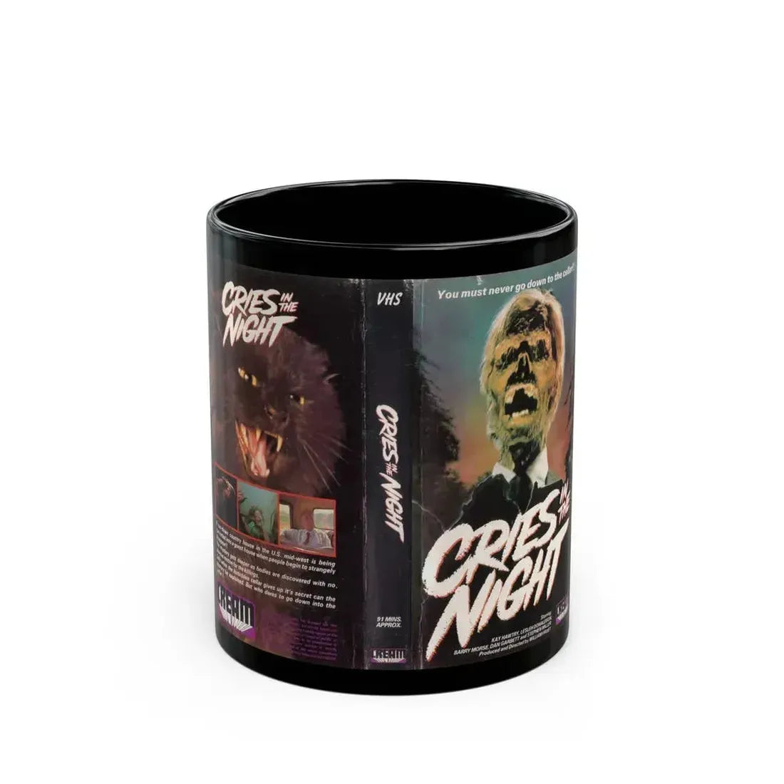CRIES IN THE NIGHT (VHS COVER) - Black Coffee Mug 11oz - Go Mug Yourself