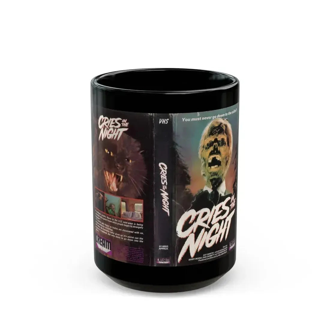 CRIES IN THE NIGHT (VHS COVER) - Black Coffee Mug 15oz - Go Mug Yourself