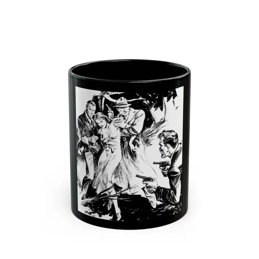 Crime pulp illustration - Black Coffee Mug 11oz - Go Mug Yourself