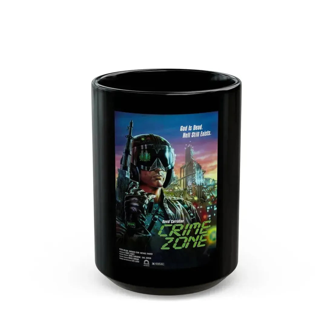 CRIME ZONE 1988 Movie Poster - Black Coffee Mug 15oz - Go Mug Yourself