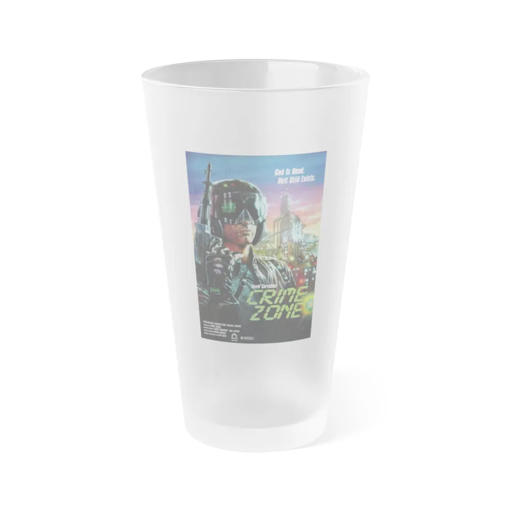 CRIME ZONE 1988 Movie Poster - Frosted Pint Glass 16oz-16oz-Frosted-Go Mug Yourself