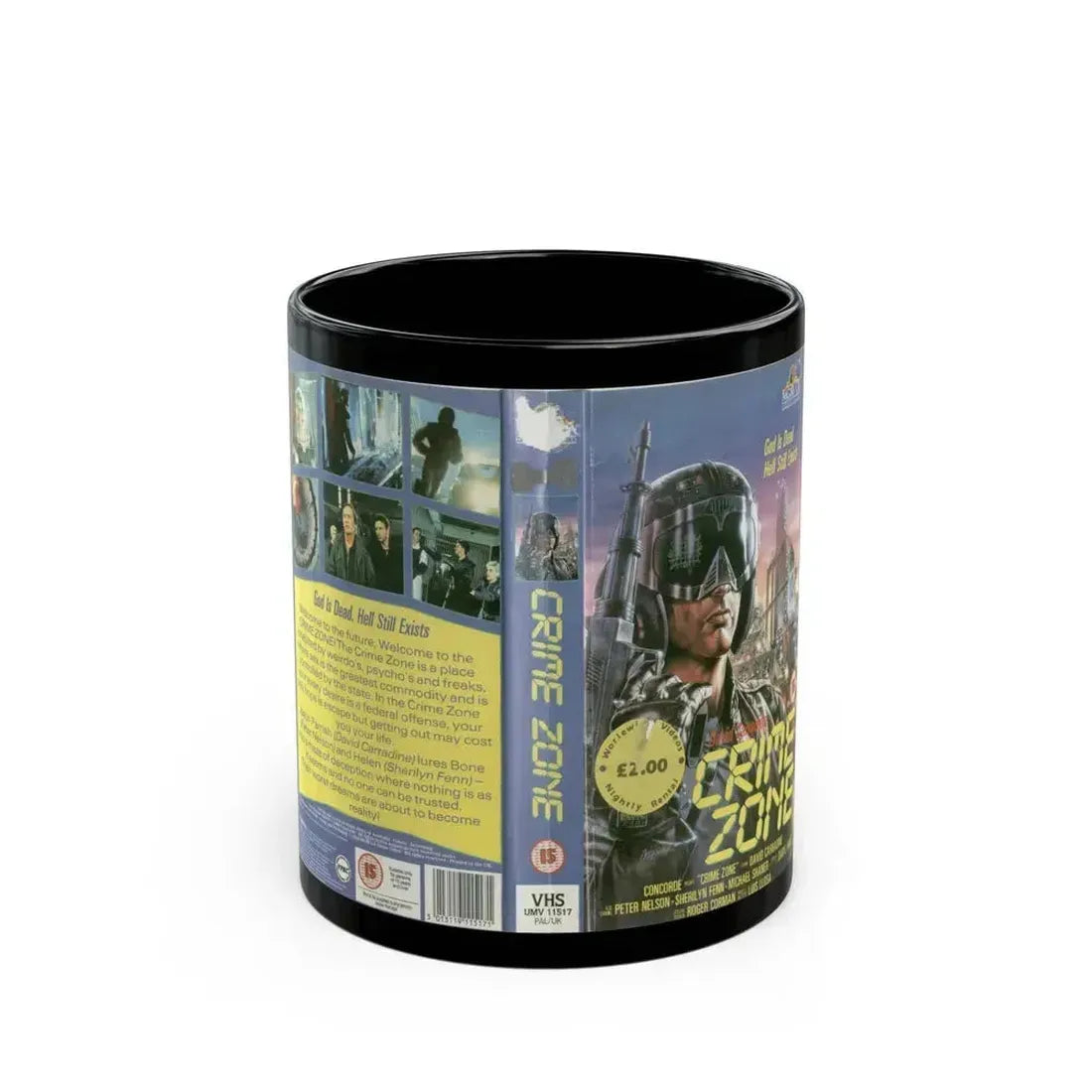 CRIME ZONE (VHS COVER) - Black Coffee Mug 11oz - Go Mug Yourself