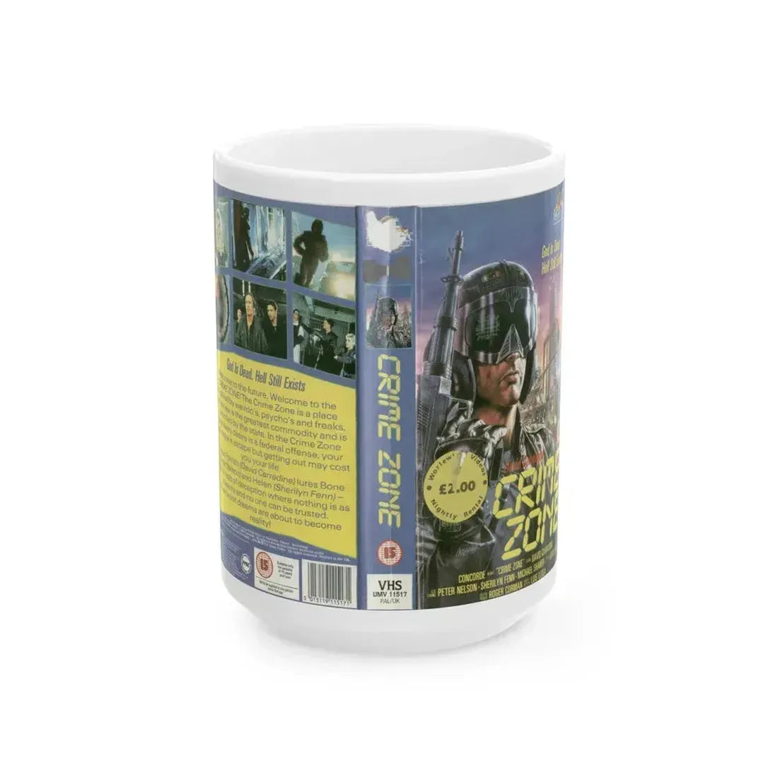 CRIME ZONE (VHS COVER) - White Coffee Mug 15oz - Go Mug Yourself