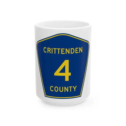 Crittenden County Route 4 AR (Arkansas) (Road Sign) White Coffee Mug 15oz - Go Mug Yourself