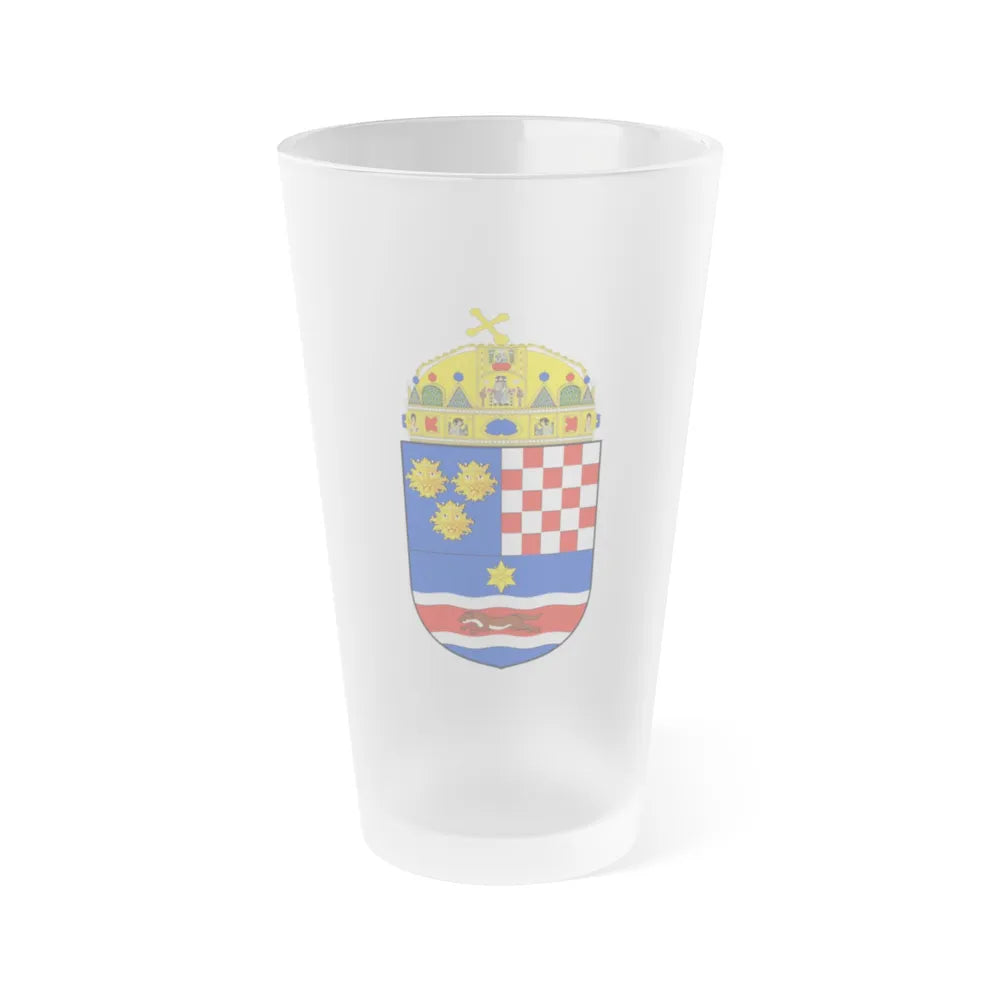 Croatia Country History (with crown) (1868-1918) - Frosted Pint Glass 16oz-16oz-Frosted-Go Mug Yourself