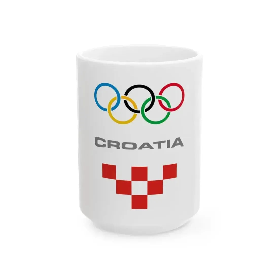 Croatian Olympic Committee flag with English name (Croatia) White Coffee Mug 15oz - Go Mug Yourself