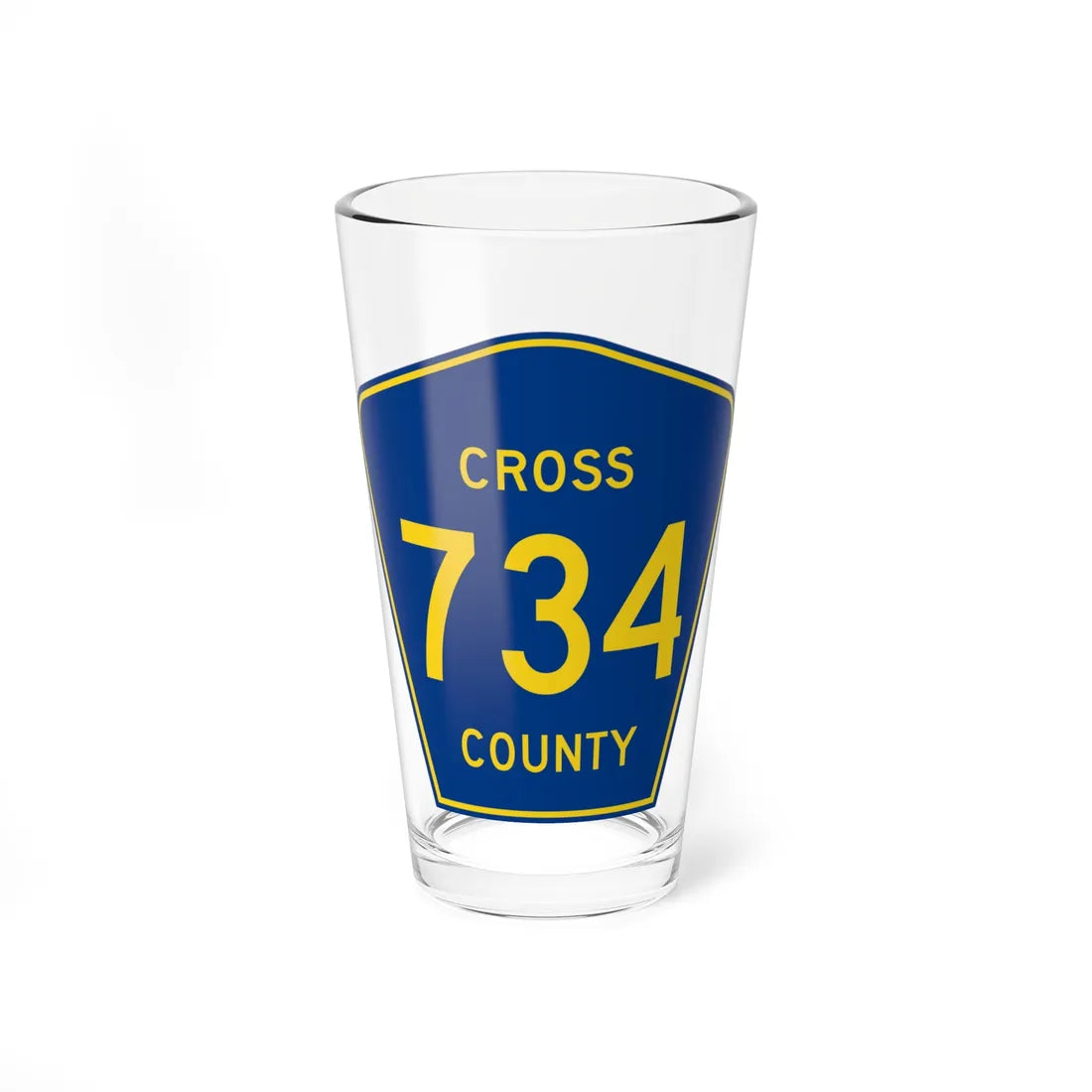 Cross County Route 734 AR (Arkansas) (Road Sign) Pint Glass 16oz 16oz - Go Mug Yourself