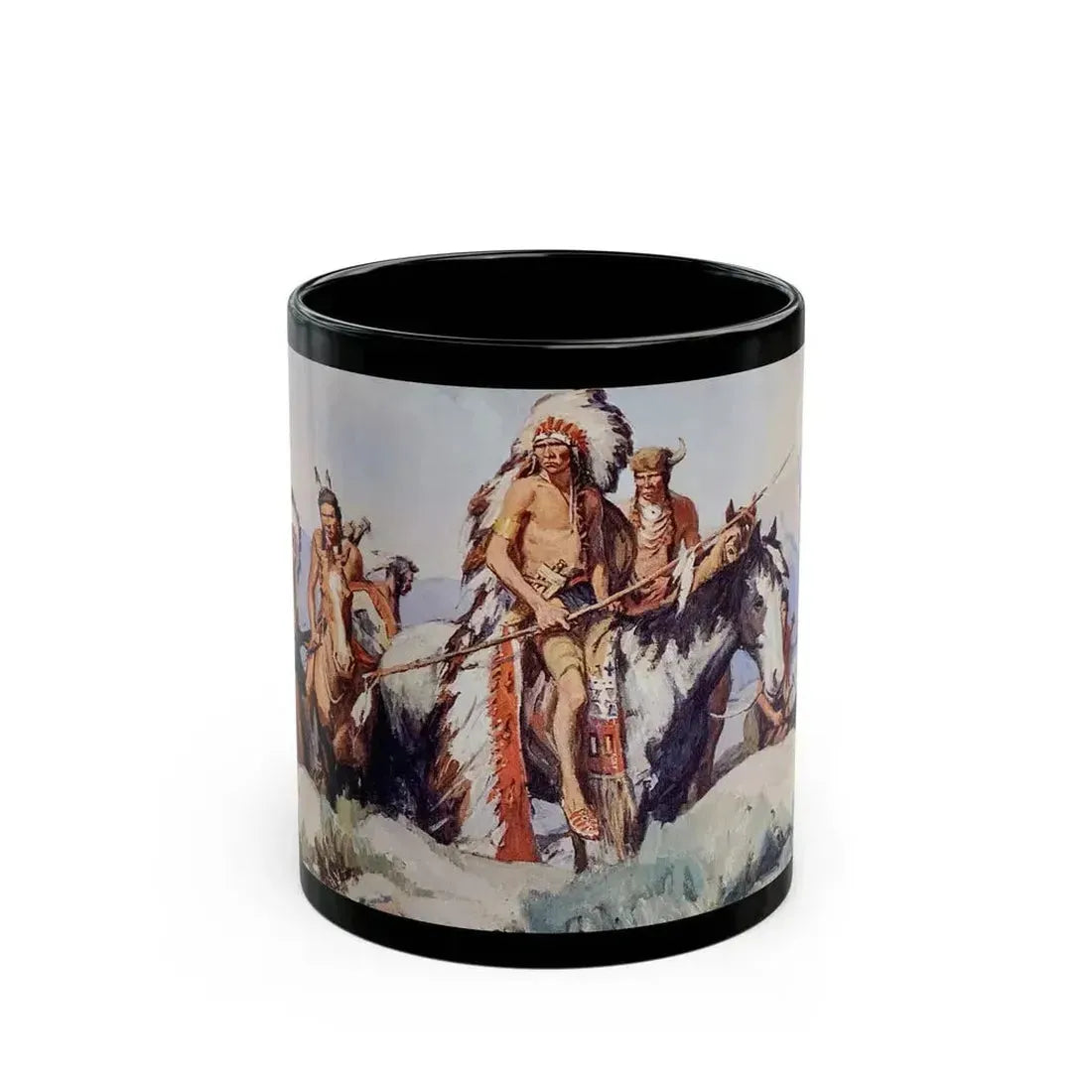 Crow Chief and Warriors, The Saturday Evening Post, November 30, 1929 - Black Coffee Mug 11oz - Go Mug Yourself