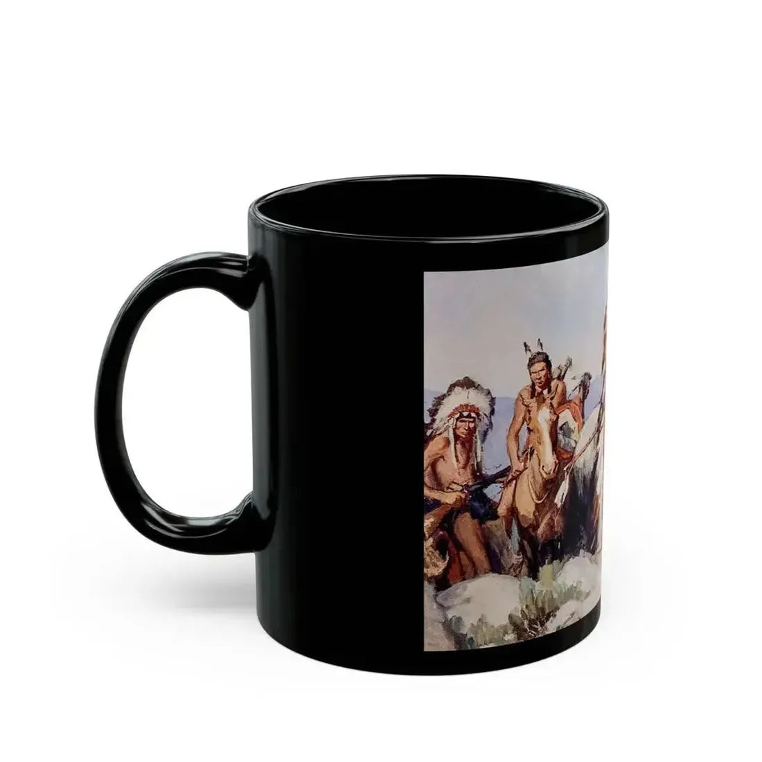 Crow Chief and Warriors, The Saturday Evening Post, November 30, 1929 - Black Coffee Mug - Go Mug Yourself