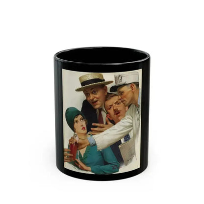 Crowd at a Baseball Game, original magazine illustration, circa 1920s - Black Coffee Mug 11oz - Go Mug Yourself