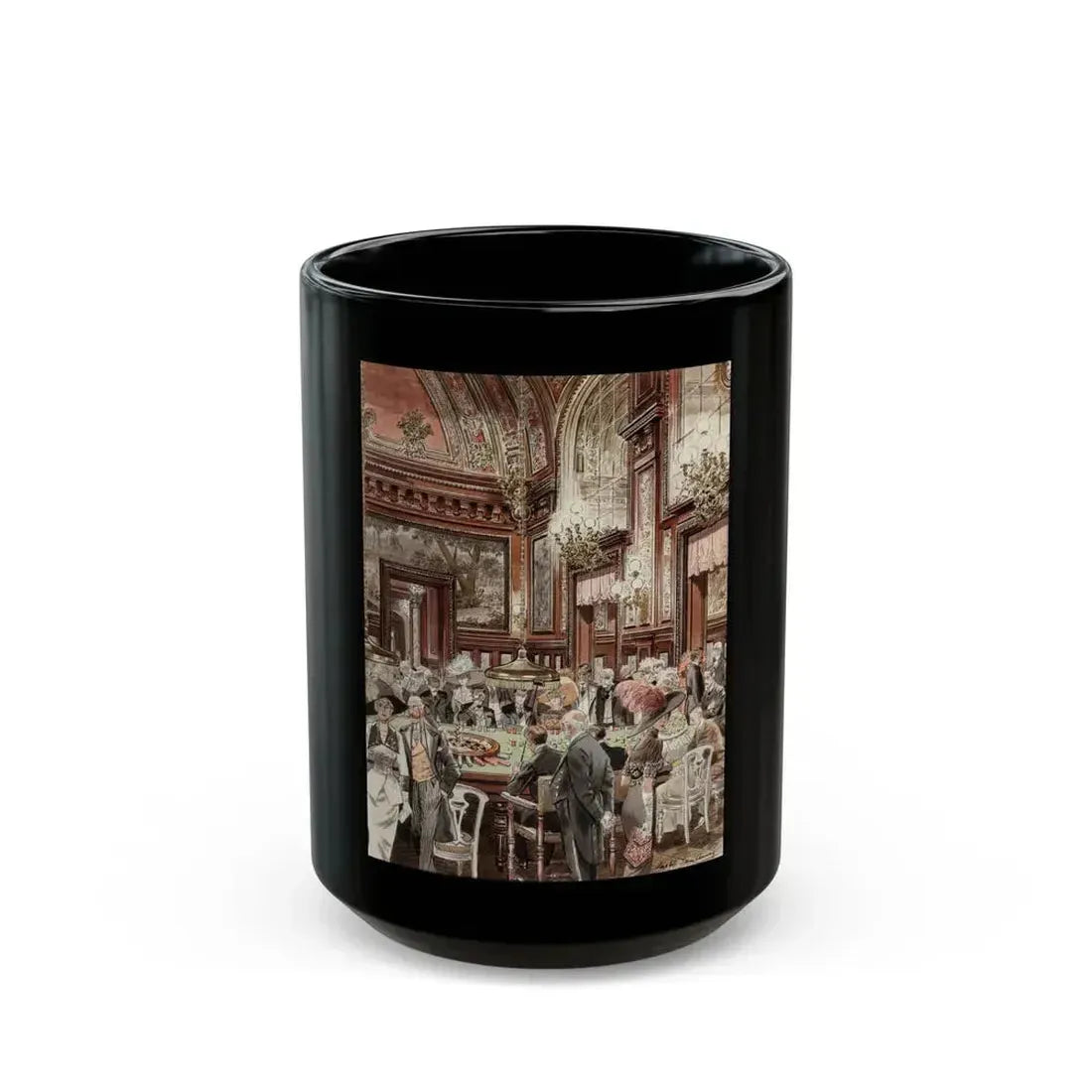 Crowd at Roulette Table - Black Coffee Mug 15oz - Go Mug Yourself