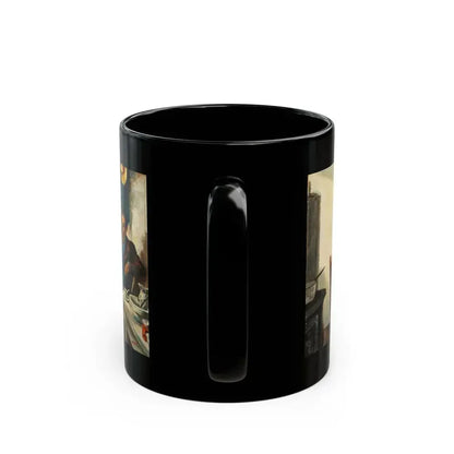 Crowfoot for Luck, Saturday Evening Post illustration - Black Coffee Mug - Go Mug Yourself