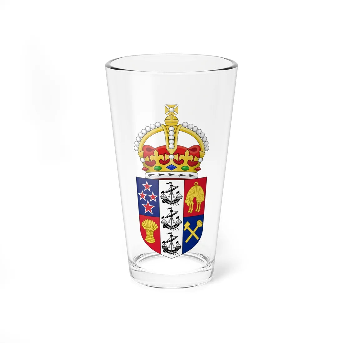 Crowned Arms of New Zealand 1911-1956 (New Zealand) (Coat of Arms) Pint Glass 16oz 16oz - Go Mug Yourself