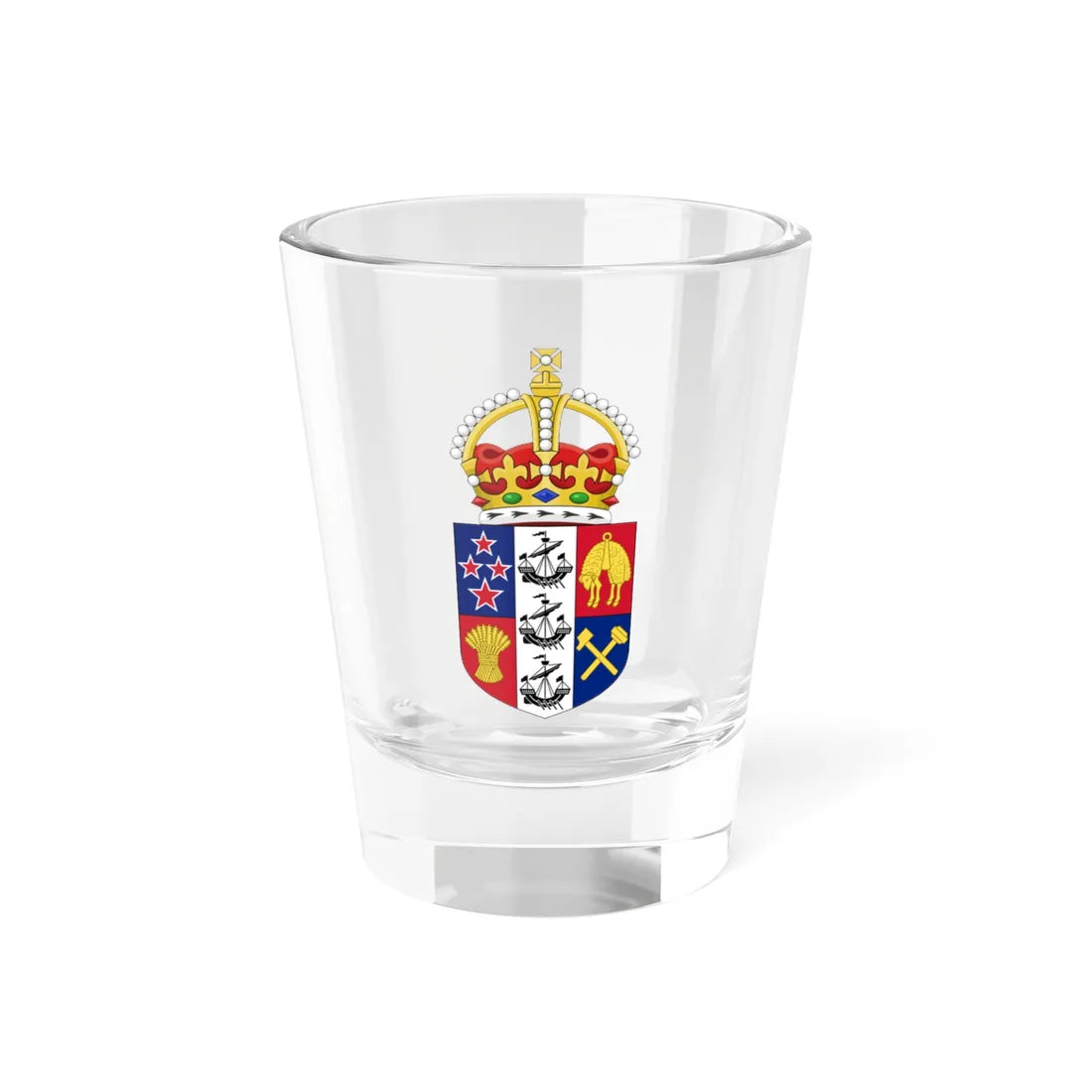 Crowned Arms of New Zealand 1911-1956 (New Zealand) (Coat of Arms) Shot Glass 1.5oz 1.5oz - Go Mug Yourself