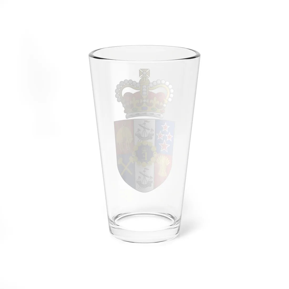Crowned Arms of New Zealand with the Royal Cipher (New Zealand) (Coat of Arms) Pint Glass 16oz - Go Mug Yourself