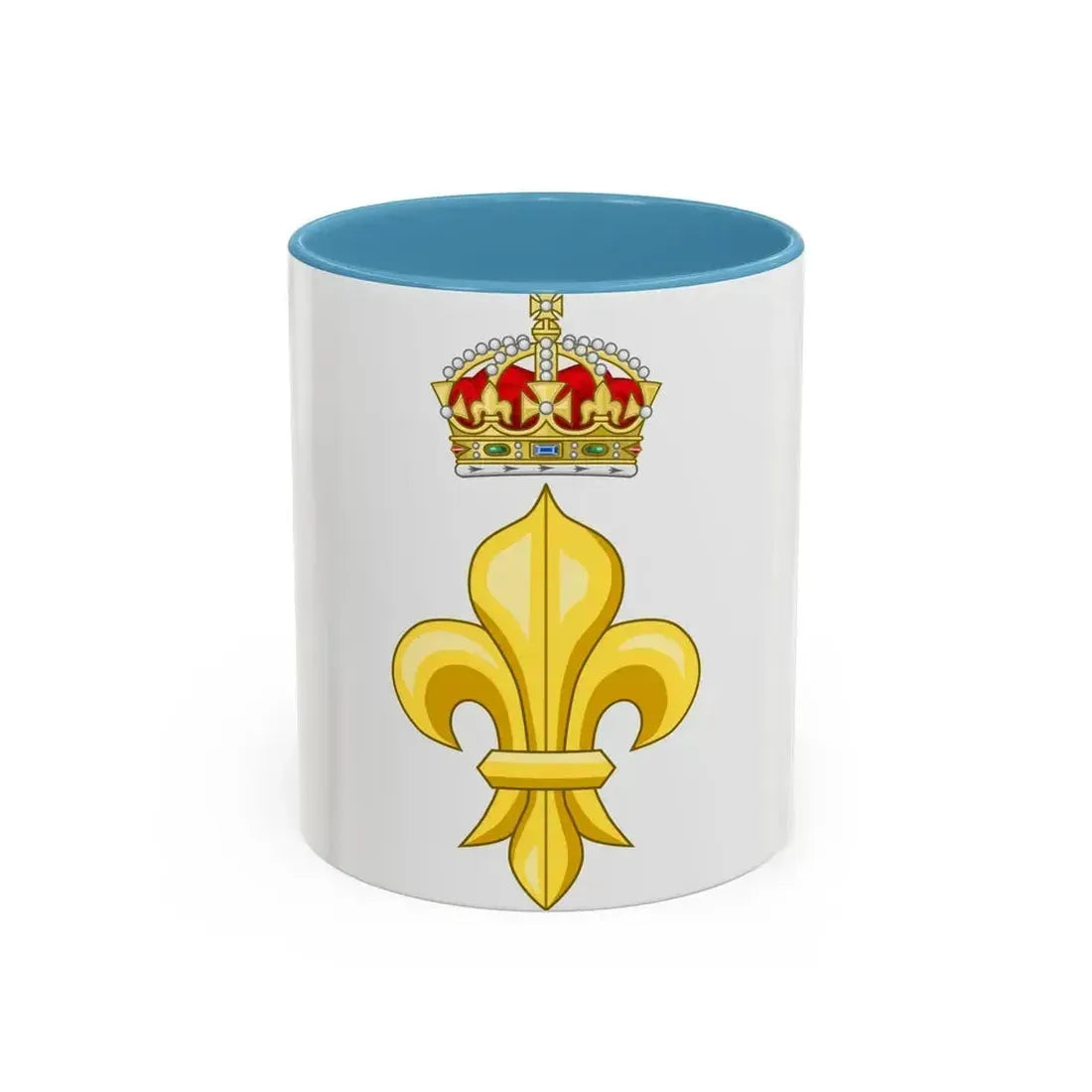 Crowned Fleur de lys (Tudor Crown) - Accent Coffee Mug 11oz Light Blue - Go Mug Yourself
