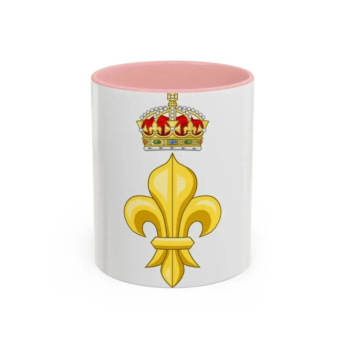 Crowned Fleur de lys (Tudor Crown) - Accent Coffee Mug 11oz Pink - Go Mug Yourself