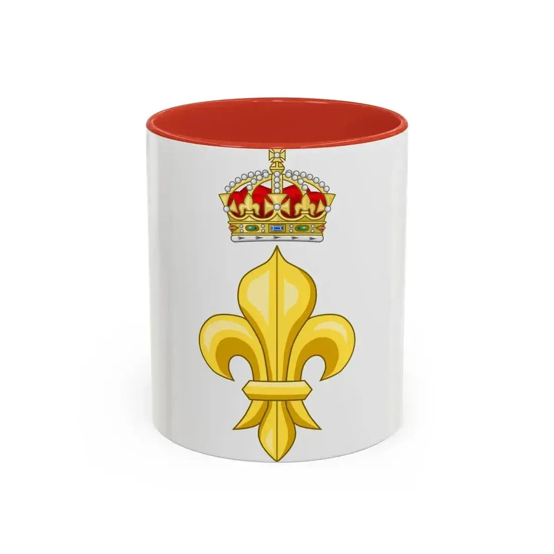 Crowned Fleur de lys (Tudor Crown) - Accent Coffee Mug 11oz Red - Go Mug Yourself