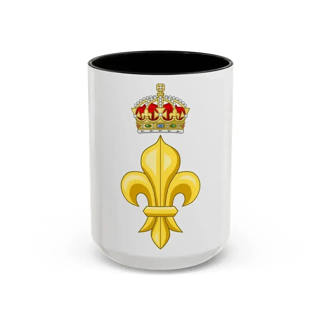 Crowned Fleur de lys (Tudor Crown) - Accent Coffee Mug 15oz Black - Go Mug Yourself