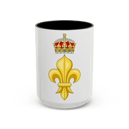 Crowned Fleur de lys (Tudor Crown) - Accent Coffee Mug 15oz Black - Go Mug Yourself