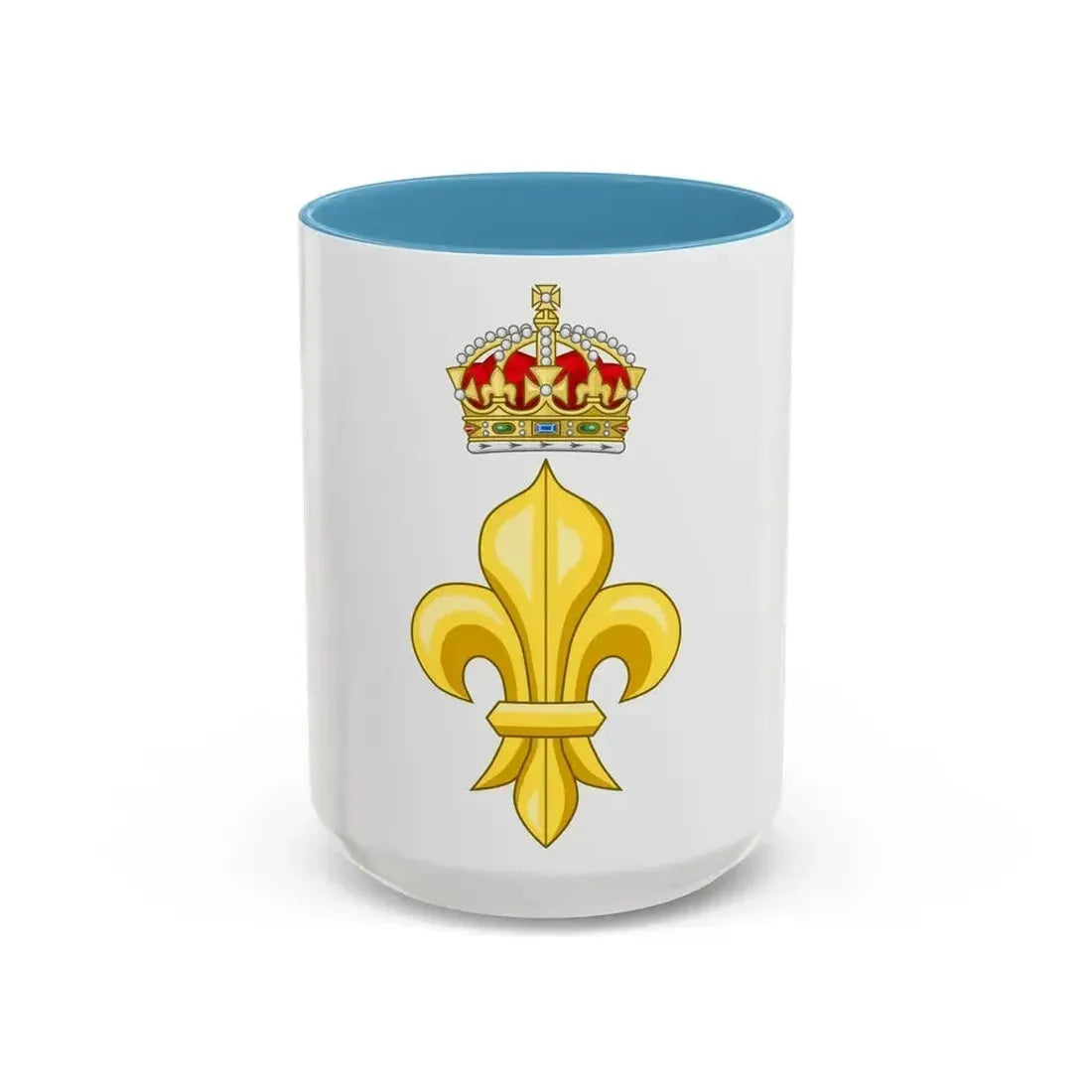 Crowned Fleur de lys (Tudor Crown) - Accent Coffee Mug 15oz Light Blue - Go Mug Yourself