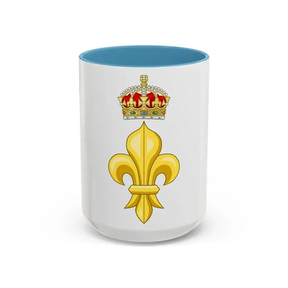 Crowned Fleur de lys (Tudor Crown) - Accent Coffee Mug 15oz Light Blue - Go Mug Yourself